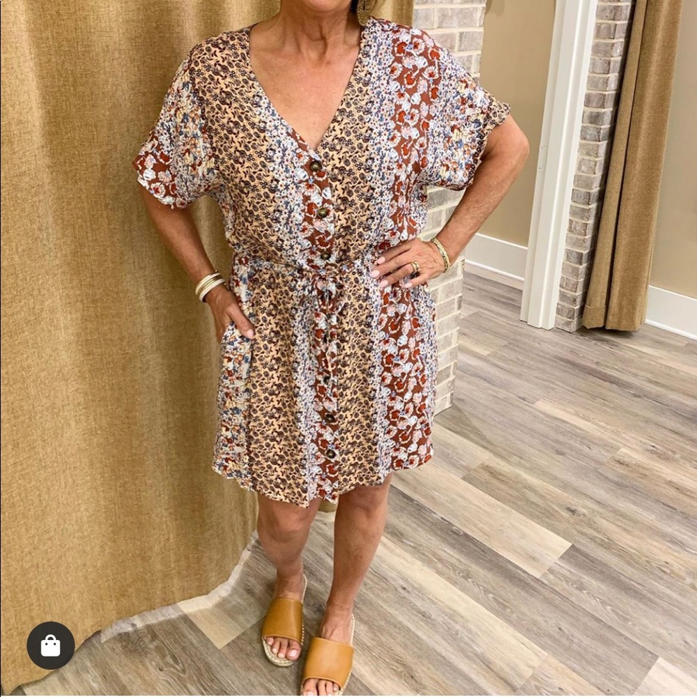 NWT Promesa Floral Print V-Neck Dress Sz L